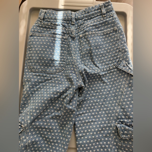 Damson Madder Maya Flower Jacquard Cargo Jeans in indigo blue co-ord UK 6 US 24 - Picture 4 of 14